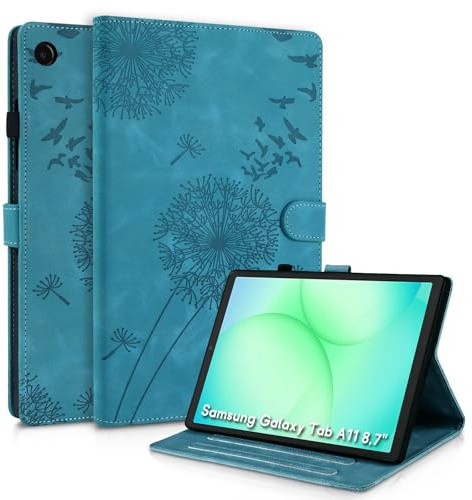 Rostsant Case for Samsung Galaxy Tab A11 8.7 Inch 2025 SM-X133/SM-X135 Case Dandelion Cover Premium PU Leather Flip Tablet Case Protective Cover for Galaxy Tab A11 Blue