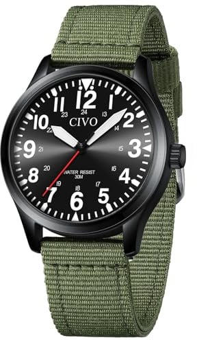 CIVO Herren Uhren Wasserdicht Armbanduhr Analog Quarz Große Zahlen Leuchtend Militär Sport Outdoor Leicht zu Lesen Geschenk