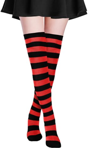 Alaoo Ringelstrümpfe, 1 Paar Kniestrümpfe, Klassische Ringelsocken für Erwachsene & Kinder, Overknee Strümpfe für Party Stützen Kostüm Halloween