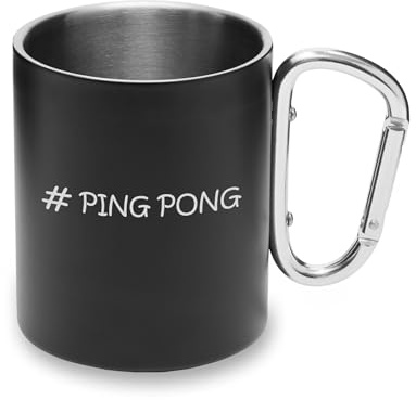 Hashtag Ping Pong Tischtennis Sport Metall Becher Karabiner Griff Camping Becher