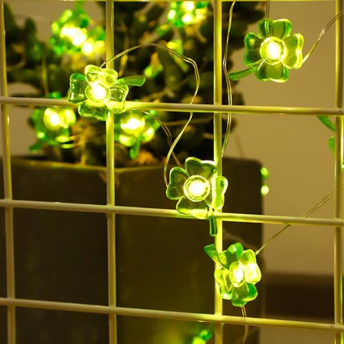 Kaleora LED Kleeblatt Lichterkette, 3M 30 LED Micro Kleeblatt Draht Lichterketten Batteriebetrieben, Dekolicherkette für Weihnachten, St. Patrick's Day, Valentinstag, Party Deko