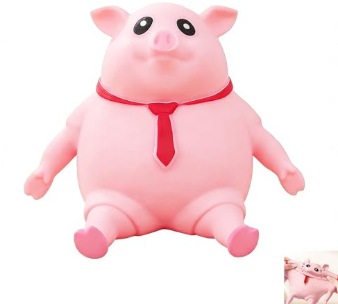 Objeto Antiestrés Cerdo Squishy de TPR Suave, Pelota Antiestrés Sensorial para Apretar y Estirar, Alivio de Estrés y Ansiedad para Adultos y Niños, Objeto Terapéutico Oficina y Hogar, Cerdo Objeto