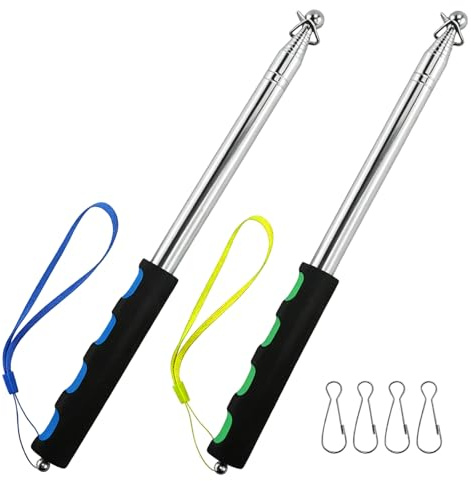 Veebmys 2 Pezzi Asta Telescopica Bandiera, Palo Bandiera Estensibile Acciaio Inox 2 m con Clip Ganci, Asta Portatile per Guida Turistica Insegnante Viaggio Campeggio Evento (Verde + Blu)