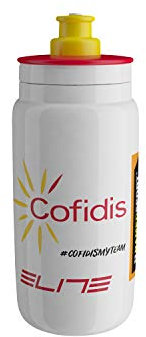 Elite Fly Team Flasche, Unisex, Wasserflasche, Weiß/Rot/Gelb, 550 ml