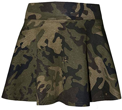 A2Z 4 Kids Girls Plain Skater Skirt Camouflage for School Trendy Soft Feel - Plain Skater Skirt Camo Green 13