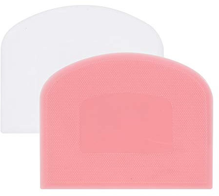 Arnech 2 Pcs Dough Scraper Plastic Pastry Bread Dough Cutter Scrapers Smoother Shape Spatulas for Bread Bakeware for Baking (Pink/White)