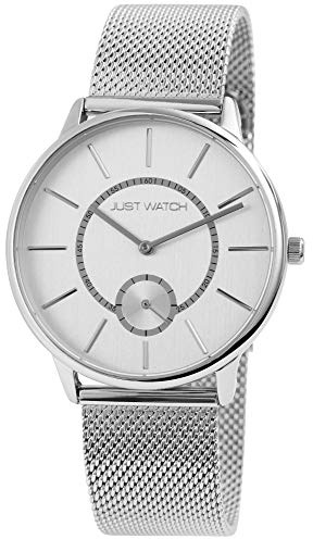 Just Watch Herren-Uhr Meshband Edelstahl Hakenverschluss Analog Quarz JW20127 (silberfarbig)