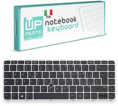 UP PARTS® Tastiera Italiana Compatibile con HP per Notebook Elitebook 745 G2, 745 G3, 745 G4, 840 G3, 840 G4, 850 G3 (con Retroilluminazione e con TrackPad, Frame Silver)