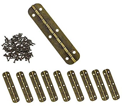 Brass Vintage Mini Hinge Furniture Cabinet Drawer Door Hinges Decorative Cabinet Jewelry Box Hinges 10PCS Vintage Box Hinges 65 x 15mm with 60Pcs Screws (Bronze Colour)