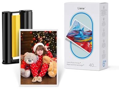 Liene Amber M100/M200 4x6'' Photo Printer Paper & Cartridge, 1 Cartridge Refill & 40 Photo Papers- 40 Pack Only for DHP512/DHP513
