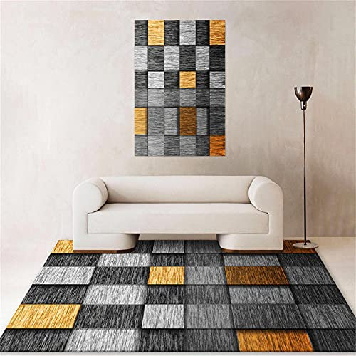 Teppich Klein Ornament Deko Tisch Wohnzimmer Rechteckiges graues gelbes geometrisches Teppich-Kinderzimmer-Anti-Kissen 160X230cm Mädchen Teppich