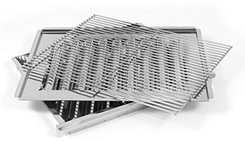 LAG Set aus Grillrost, Flammenabdeckung, Fettauffangwanne/Hitzeschutz für 3-flammige Gas-Grills/Bräter GS2/3HS
