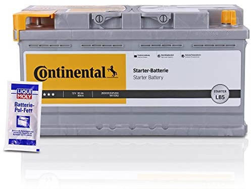 CONTINENTAL 2800012025280 Starterbatterie LB5 12V 90Ah 850A + 1x 10g LIQUI MOLY Batterie-Pol-Fett
