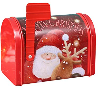 Uposao Boîte Aux Lettres de Noël Boîte Aux Lettres Enchantée du Père Noël Boîte-Cadeau en Fer Blanc Boîte à Biscuits de Noël pour Le Cadeau Donnant des Bonbons Vides Récipients de