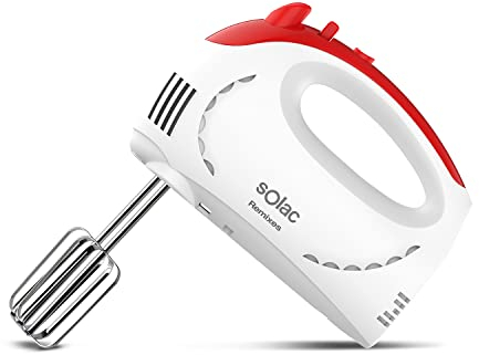 Solac - Batidora amasadora de mano Remixes | 300W | 5 velocidades + TURBO | 2 juegos de varillas | Maquina de Reposteria electrica | Mini robot cocina portatil | Procesador y batidor para alimentos