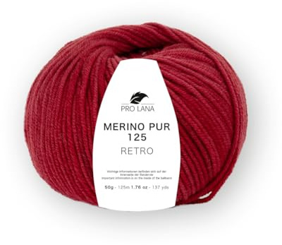 Merino Pur 125 Retro Strickgarn, 100% Extrafeine Merinowolle, Handgefärbt, Ton-in-Ton Farbverlauf (130 rot mel.)
