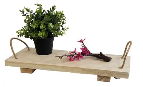 Intertoys Holz Tablett 50x20cm Serviertablett mit Tragegriffen Servierbrett Deko Tablett