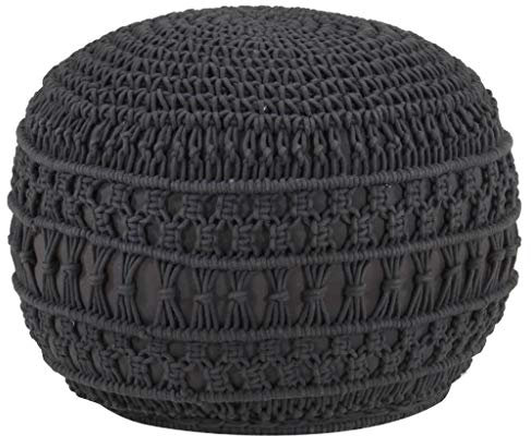 vidaXL Makramee Sitzpuff Handgefertigt Sitzhocker Hocker Sitzpouf Pouf Puff Fußhocker Ottomane Fußschemel Rund Anthrazit 45x30cm Baumwolle