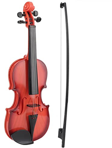Jouet de Violon, Jouet de Violon Acoustique Simulé pour Enfant, Corde Réglable, Débutant Musical, Développe la Pratique de L'instrument pour Garçons et Filles(Brun clair)