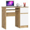 AKORD Piksel Schreibtisch Klein mit Schubladen | Computertisch | Bürotisch mit Tastaturablage | Schublade und Fach mit Tür | B90 x H77 x T50 cm 30 kg | Schrank Rechts | Farbe: Artisan Eiche | Weiß