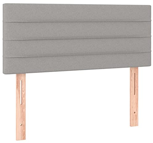 vidaXL Kopfteil, Bettkopfteil mit Holzbeinen, Höhenverstellbar Polsterkopfteil für Bett, Betthaupt Bettzubehör Schlafzimmer, Hellgrau 90x5x78/88cm Stoff