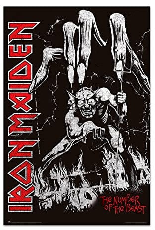 Heavy Metal Poster - Iron Maiden Poster Number of the Beast- Deko Wohnzimmer oder Deko Schlafzimmer - Deko Wohnzimmer - Größe : 61 x 91 - Offizielle Lizenz