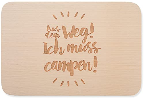 JUNIWORDS Frühstücksbrettchen, Aus dem Weg! Ich muss campen!, Holzbrett Frühstücksbrett Holzbrettchen (1008557)