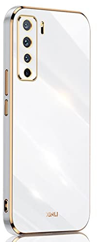 SEAHAI Cover per Huawei P40 Lite 5G, Custodia Protettiva Ultra Sottile ed Elegante in Silicone TPU Flessibile, Glitter Placcatura Phnom Penh Design Cover Antiurto Case, Bianca