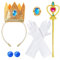 Hifot Prinzessin Kostüme Zubehör Set für Mädchen, Peach Prinzessin Cosplay Zubehör Krone Stab Handschuhe Brosche Ohrringe Geschenk-Sets für kleine Mädchen Halloween Party Cosplay Set