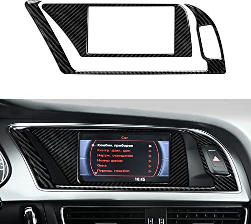 OYDDL Carbon Fiber Auto Mittelkonsole Navigation CD Panel Luftauslass Abdeckung Trim Kompatibel mit Audi A4 B8 A5 S4 S5 Q5 RS4 RS5 Interieur Zubehör (Navigationsbox-6.5inches)