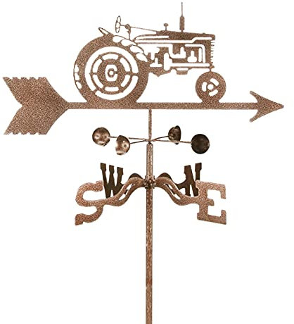 ANCNA-U Wetterfahne Bauernhof-Traktor-Ornament, Edelstahl, Wetterhahn, Windrichtungsanzeige, Szene, Garten, Wetterfahne, Messwerkzeuge mit Halterung, korrosionsbeständig