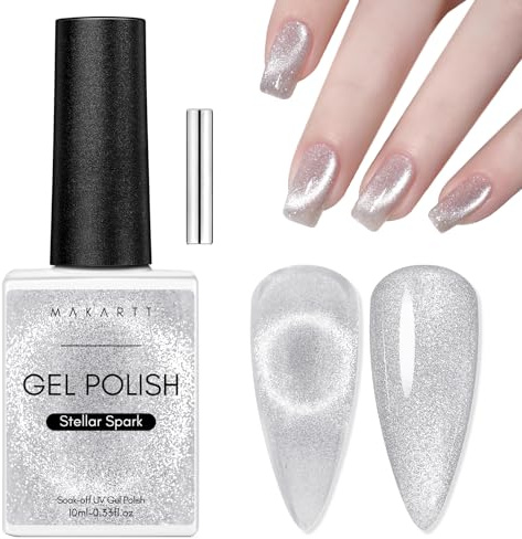 Makartt Cat Eye UV Gel - 10ml Shiny Galaxy Cat Eye Nagellack mit Magnet Stick Magnetischer UV LED Gel Nail Polish für Maniküre Home DIY Geschenk, Stellar Spark