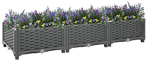 NITCA Pflanzenkübel Polypropylen Blumenkasten Dunkelgrau Blumentopf 120 x 40 x 23 cm Hochbeet Polypropylen Pflanzgefäß Pflanzkübel Terrasse Blumenbeet Kräuterbeet Balkon
