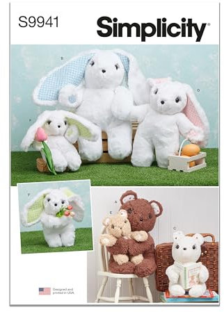 SIMPLICITY Schnittmuster SS9941OS Plüschbären und Hasen in drei Größen OS (Einheitsgröße)