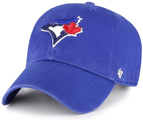 47 Brand MLB Team Color Home Primary Logo Clean Up Adjustable Baseball Cap Hat, Adult One Size Fits All, Toronto Blue Jays, One size