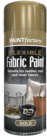 1 x Flexible Fabric Gold 200ml, Spray Paint Leather Vinyl Textile Clothes Fast Drying