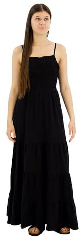 Superdry Damen Gesmoktes Maxi-Trägerkleid Schwarz 44