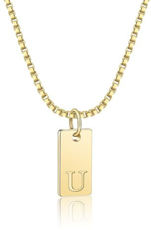 AILUOR Initiale Halsketten für Frauen, 14K Gold plattiert Buchstabe Name Anhänger Halskette zierlich Halskette für Frauen personalisiert Initiale A-Z Tag Kropfband Halskette (Initiale U, Gold)