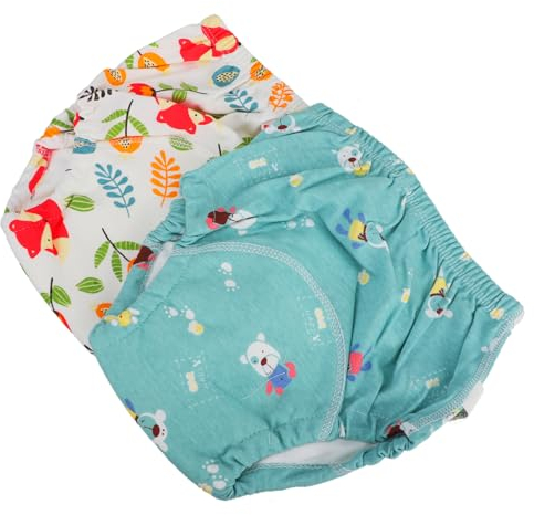 Atmungsaktive Tasche Baumwollwindel 2 Stück Babys Trainingshosen Auslaufsicher Weich für Die Babyhaut Größe L