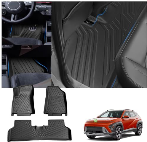 Ruiya Kompatibel mit Hyundai Kona SX2 EV Elektro 2024 2025 Fußmatten Gummimatten, TPE Autofussmatten Automatten Fußmatten Antirutsch Fußmatte Allwetter matten für Kona SX2 EV Zubehör