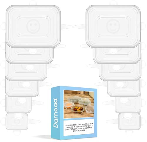 Silikondeckel 12 Stück Elastisch und anpassungsfähig Ökologisch und wiederverwendbar BPA-frei Spülmaschinenfest Ideal für Gläser und Behälter Bewahrt die Frische von Lebensmitteln und Getränken