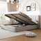 180 x 200 cm Letto matrimoniale imbottito con contenitore, con Luce a LED e USB, con testiera regolabile, rivestimento in pelle PU