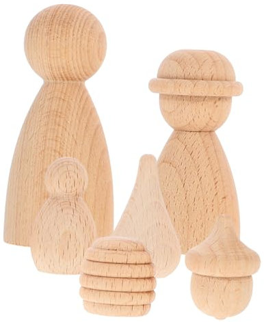 TOYANDONA Unbemalte Holzsteckpuppen DIY Bastelset Unfertige Holzfiguren Zum Malen Und Gestalten Kreative Projekte Und Heimdekoration