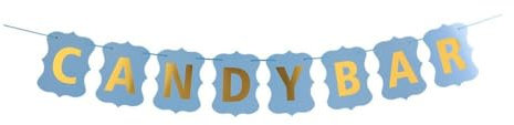 Wimpelkette 2,5m,CANDY BAR Banner,Hängende Wimpelbanner mit 8 Stück Flaggen,Candybar Girlande,Banner für Indoor Outdoor Aktivität,Geburtstag,Hochzeit,Party,Festival Dekoration,Fotorequisite,Blau