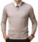 FULIER Men's V-Neck Jumper Cashmere Knitted Pullover Casual Long Sleeve Sweater Basic Sweatshirt Winter Jumper (Khaki, L)