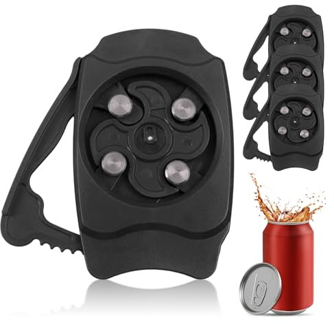 4 piezas Abrelatas en Topless, Abridor de Latas Profesional Manual Abrelatas de Cerveza Abrelatas Sin Bordes Afilados para Bar, Cocina Doméstica, Camping, Fiesta, Picnic para 5-6 cm-Negro