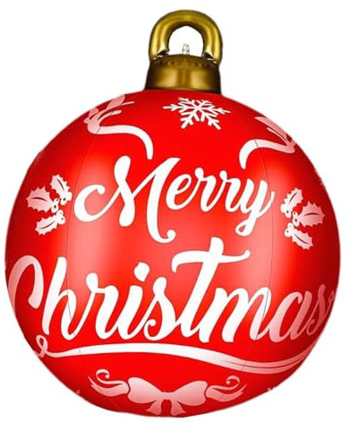 Aufblasbare Weihnachtskugeln | Weihnachts-Aufblasball | 60 cm riesige aufblasbare Balldekorationen | Weihnachts-Schlauchboote, Outdoor-Dekorationen für Hof, Garten, Rasen
