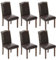 Sweetcrispy Juego de 6 sillas de comedor tapizadas de cuero para cocina, de mediados de siglo, modernas sillas laterales de comedor de gama alta con ribete de cabeza de clavos y patas de madera para