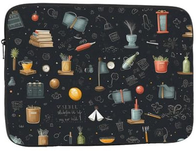 HYTTER Blackboard Wallpaper Prints Shockproof Portable Laptop Sleeve Case 43.2 cm - Fits 10-17 Inch Laptops - For Men & Women - Business Travel Office