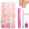 240pcs French Press on Toenails - Square Fake Toenails & False Toe Nails Short with Glue - 15 Sizes Stick on Toenails for Women Girls - Reusable & Natural Look